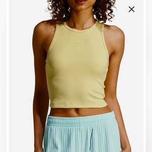 <Adidas> Yellow Ribbed Tank Top